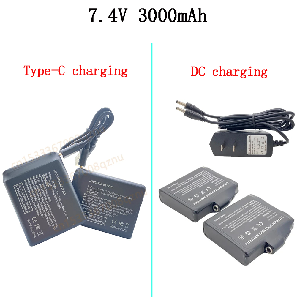 Heated Vest Battery - Luvas aquecidas bateria 7.4v 3000mah baterias